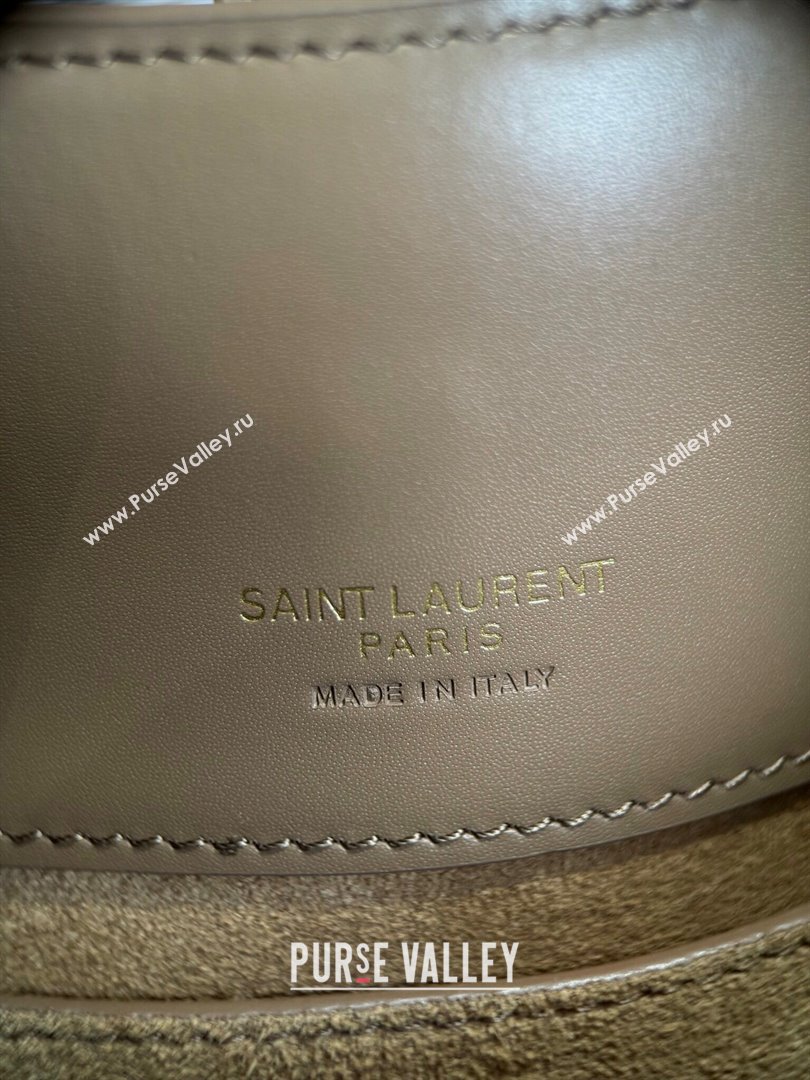 Saint Laurent Le 37 Small Bucket Bag in Shiny Leather 749036 Dark Cork 2024 Top (HONGS-24051409)