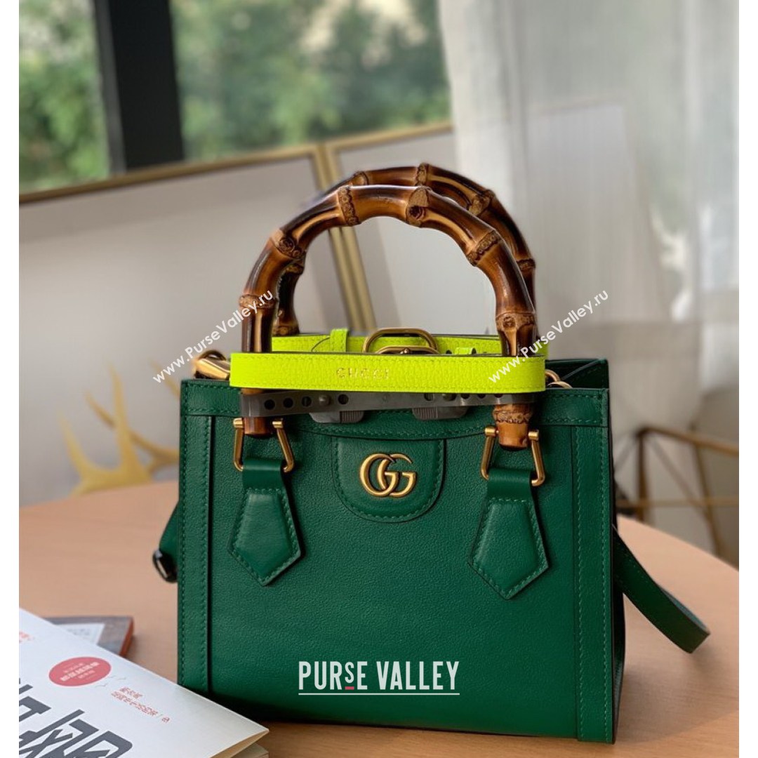 Gucci Diana Leather Mini Tote Bag 655661 Green 2021 (DLH-210813056)