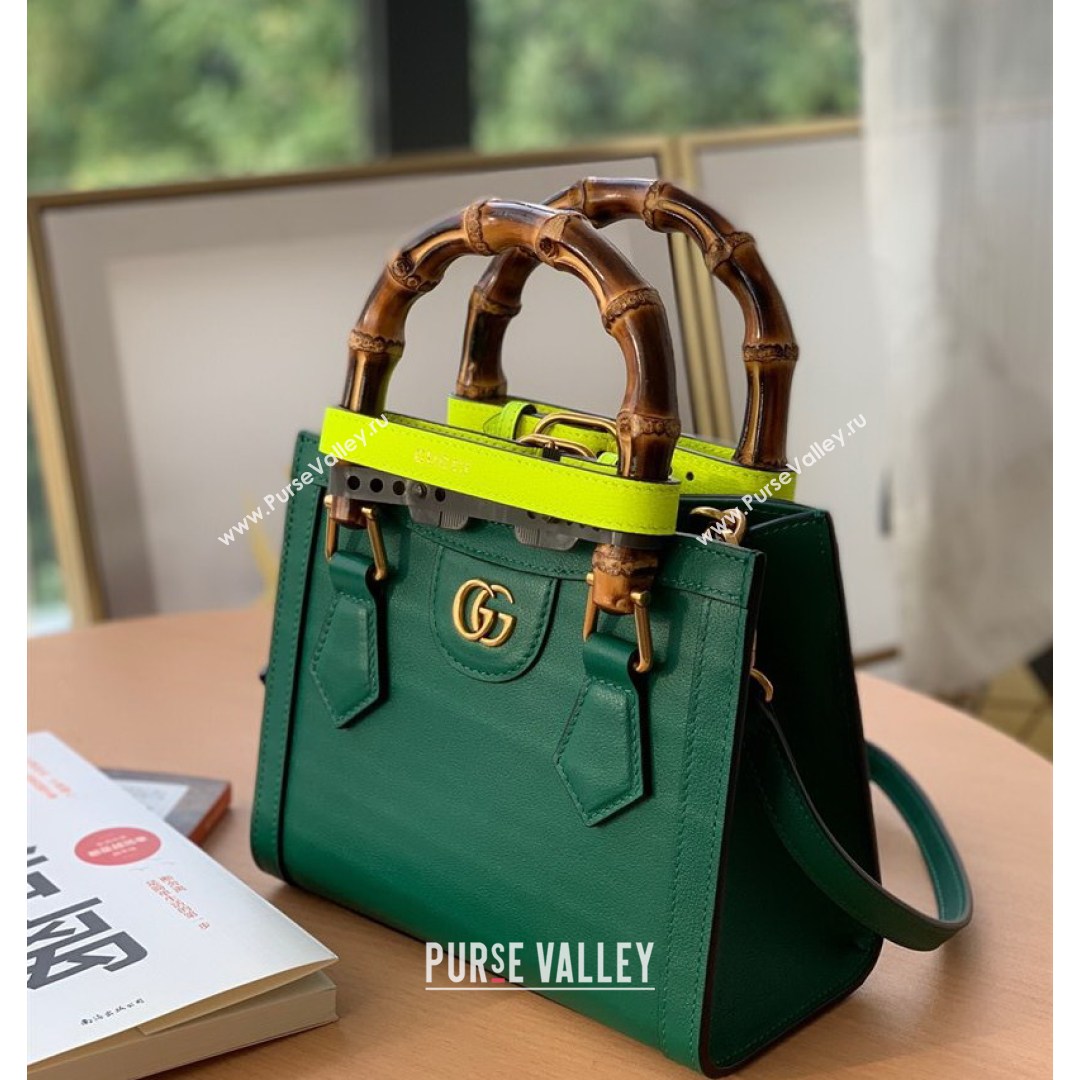 Gucci Diana Leather Mini Tote Bag 655661 Green 2021 (DLH-210813056)