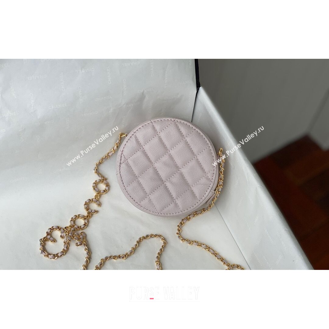 Chanel Grained Calfskin Round Clutch with COCO Chain Light Pink 2021 (SM-21082725)
