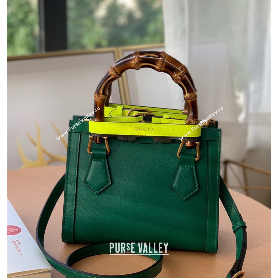 Gucci Diana Leather Mini Tote Bag 655661 Green 2021 (DLH-210813056)