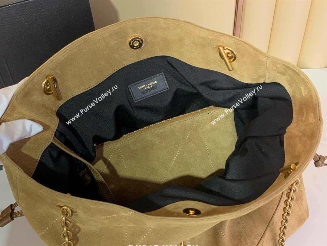Saint Laurent Jamie Shopping Bag in Suede Golden Leaf 2025 809824 (YY-250802012)