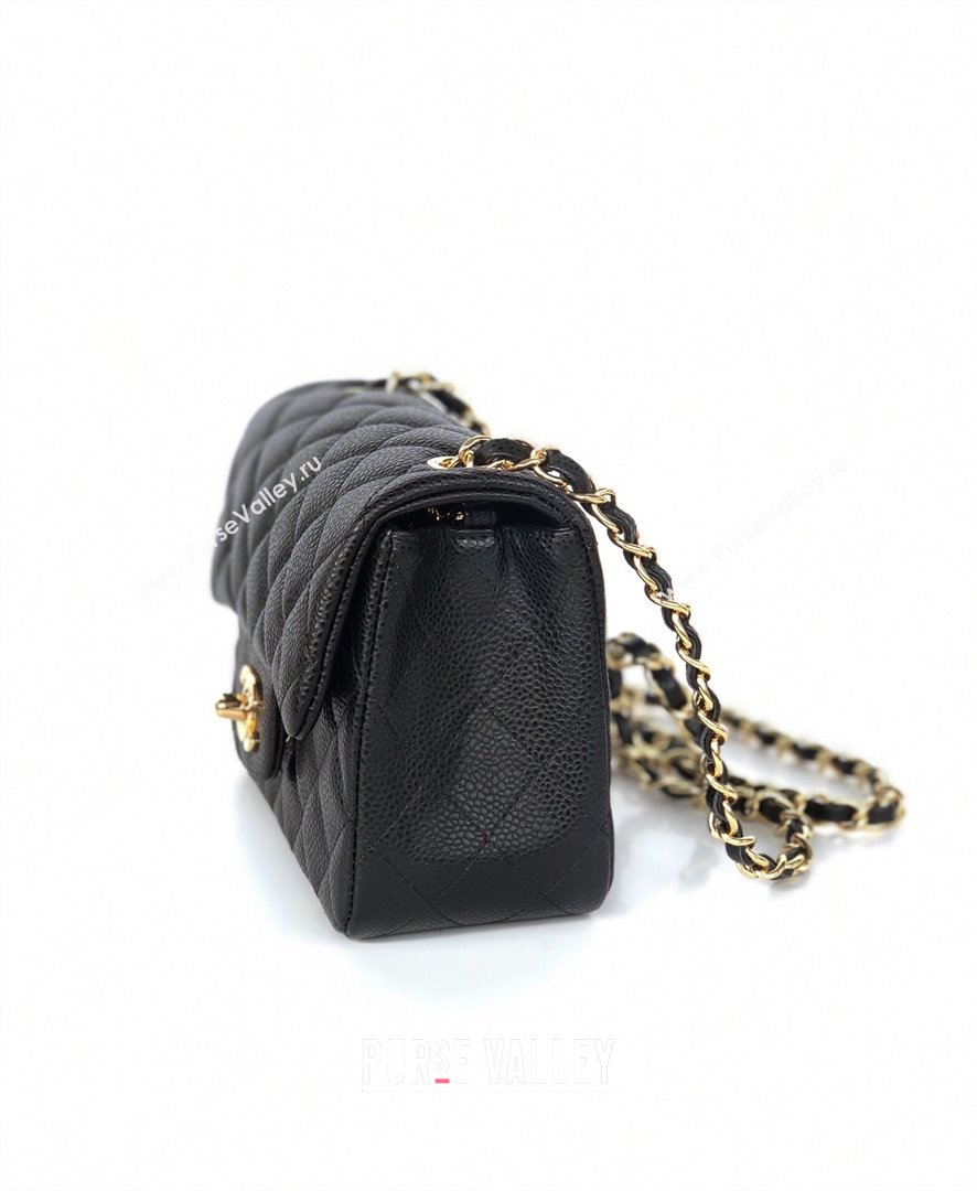 Chanel Grained Calfskin Mini Square Classic Flap Bag A01115 Black/Gold 2024 (YUND-24070222)