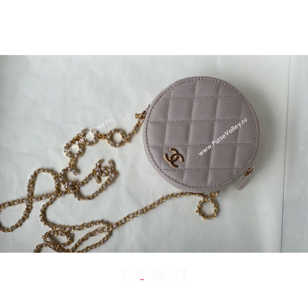 Chanel Grained Calfskin Round Clutch with COCO Chain Light Pink 2021 (SM-21082725)