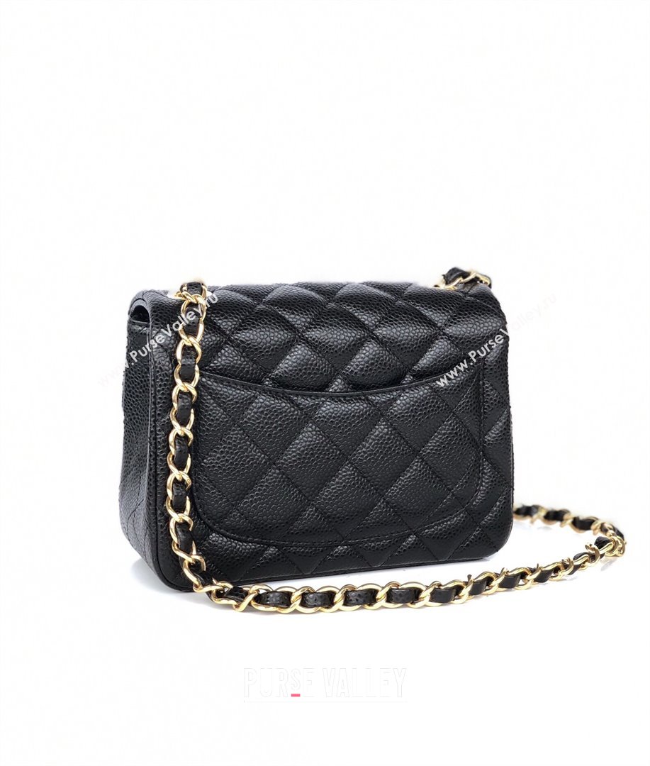 Chanel Grained Calfskin Mini Square Classic Flap Bag A01115 Black/Gold 2024 (YUND-24070222)