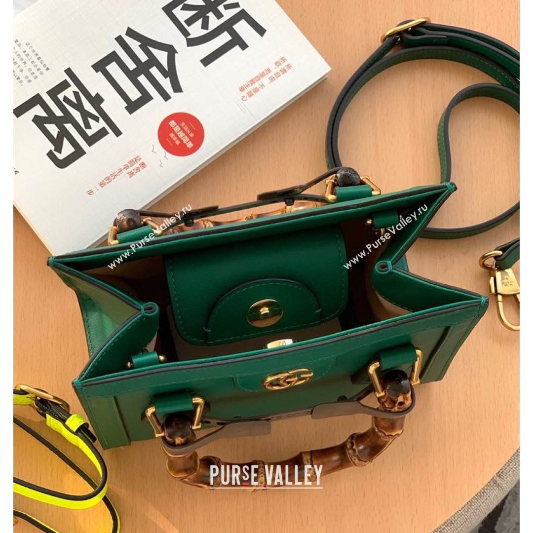 Gucci Diana Leather Mini Tote Bag 655661 Green 2021 (DLH-210813056)