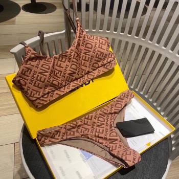 Fendi FF Two Pieces Swimwear F32620 Brown 2024 (A-24032620)