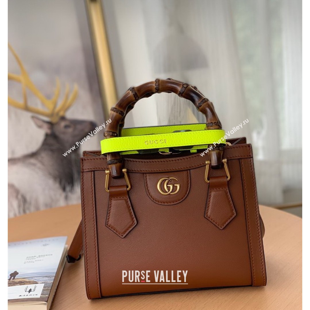 Gucci Diana Leather Mini Tote Bag 655661 Brwon 2021 (DLH-210813057)