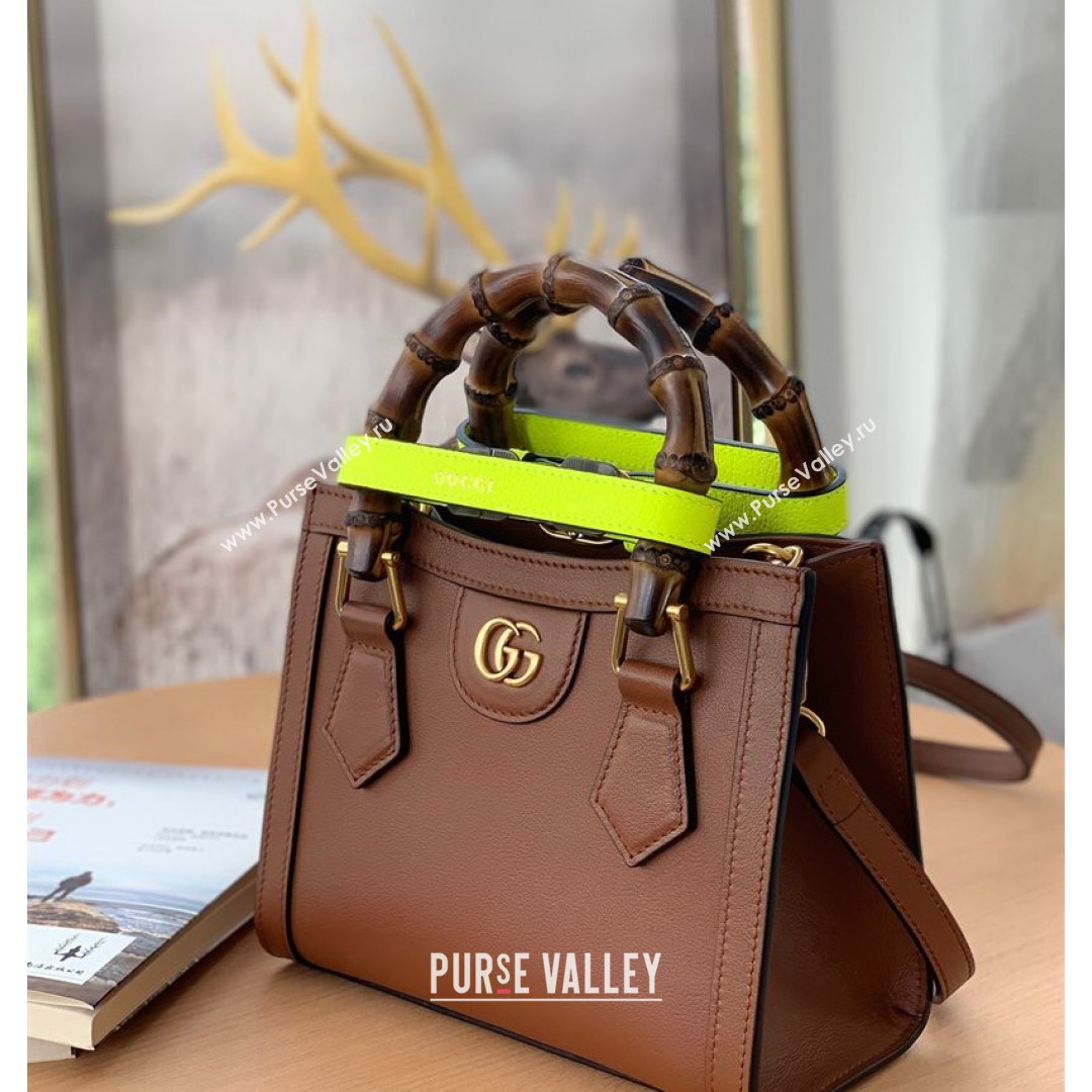 Gucci Diana Leather Mini Tote Bag 655661 Brwon 2021 (DLH-210813057)