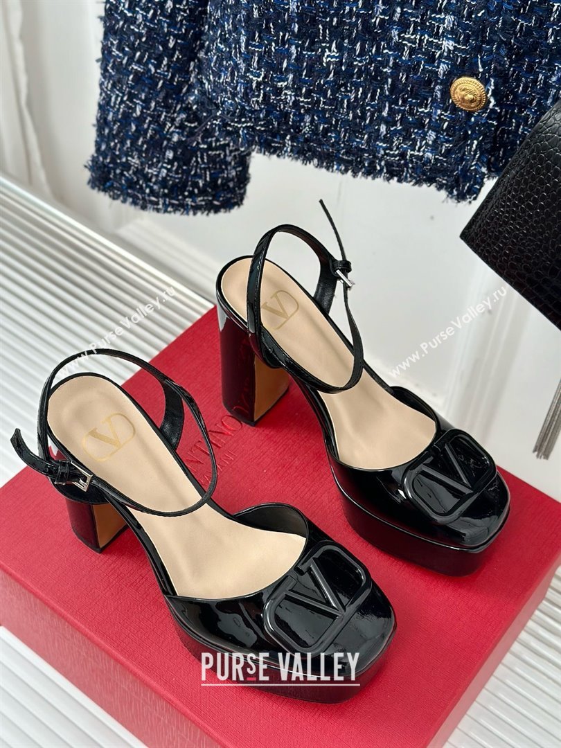 Valentino VLOGO Signature Platform Pump 115MM Patent Leather Black 2025 (SY-25030502)