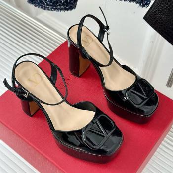 Valentino VLOGO Signature Platform Pump 115MM Patent Leather Black 2025 (SY-25030502)