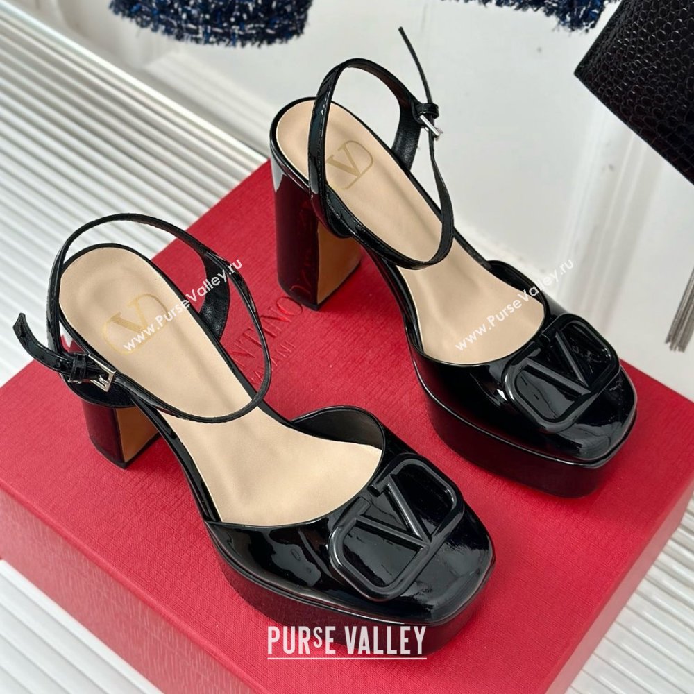 Valentino VLOGO Signature Platform Pump 115MM Patent Leather Black 2025 (SY-25030502)