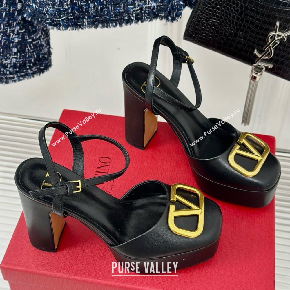 Valentino VLOGO Signature Platform Pump 115MM Nappa Leather Black 2025 (SY-25030505)