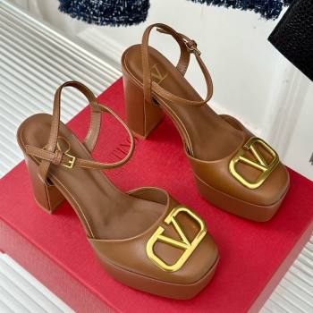 Valentino VLOGO Signature Platform Pump 115MM Nappa Leather Brown 2025 (SY-25030506)