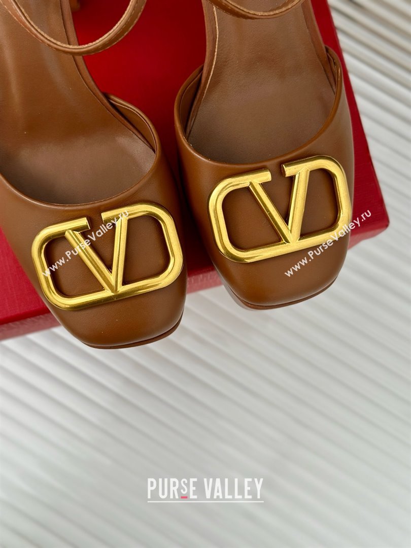 Valentino VLOGO Signature Platform Pump 115MM Nappa Leather Brown 2025 (SY-25030506)