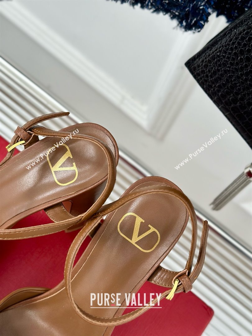 Valentino VLOGO Signature Platform Pump 115MM Nappa Leather Brown 2025 (SY-25030506)