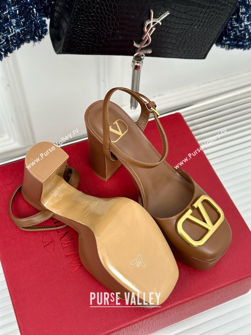 Valentino VLOGO Signature Platform Pump 115MM Nappa Leather Brown 2025 (SY-25030506)