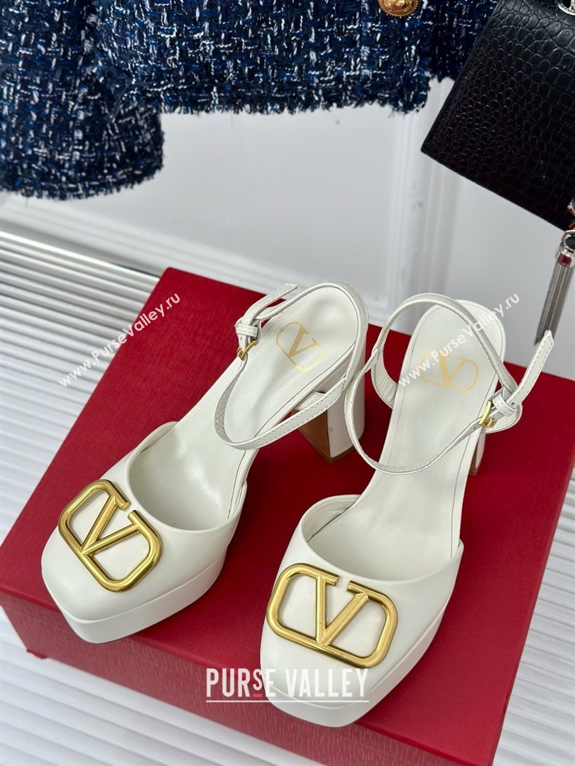 Valentino VLOGO Signature Platform Pump 115MM Nappa Leather White 2025 (SY-25030507)
