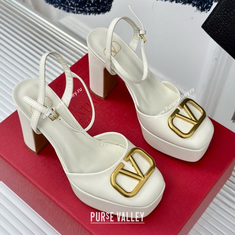 Valentino VLOGO Signature Platform Pump 115MM Nappa Leather White 2025 (SY-25030507)