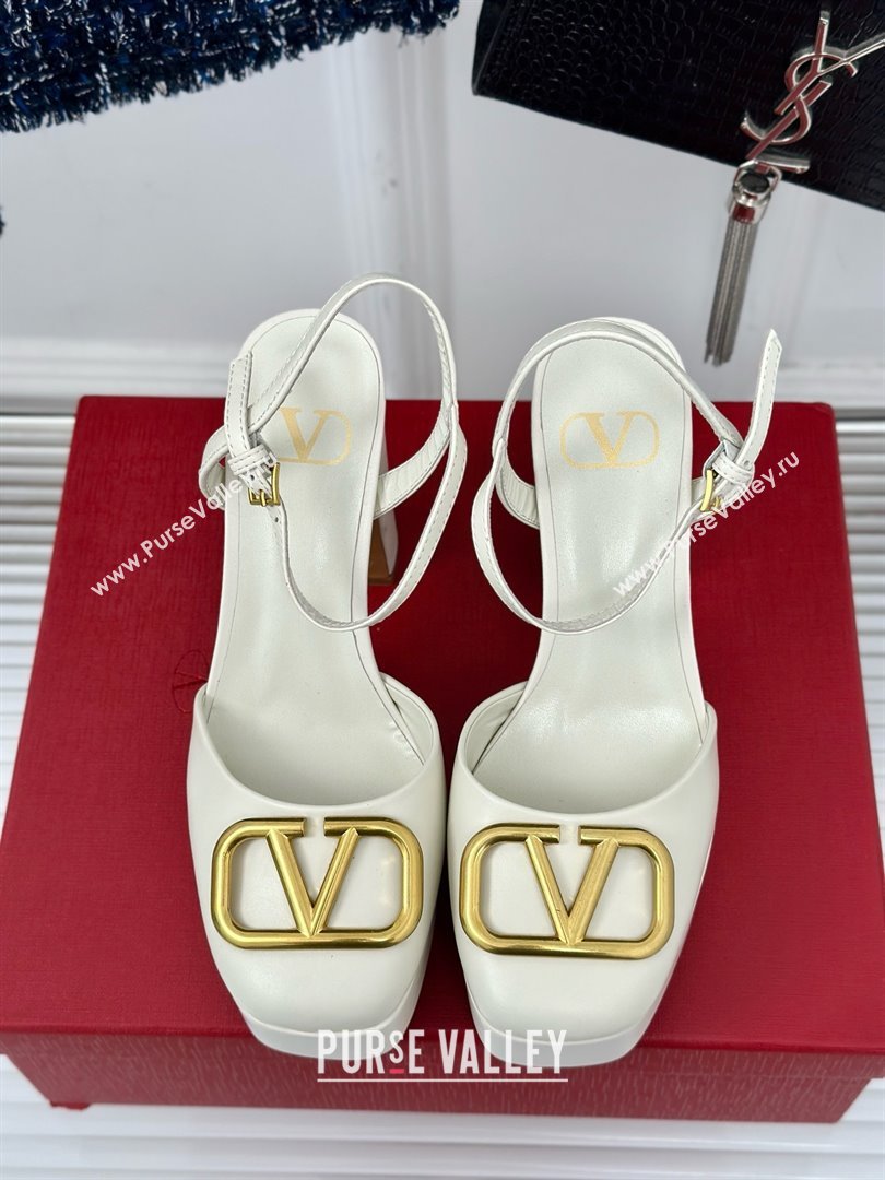 Valentino VLOGO Signature Platform Pump 115MM Nappa Leather White 2025 (SY-25030507)