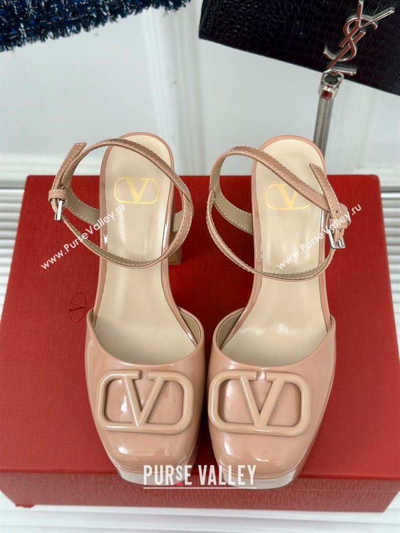 Valentino VLOGO Signature Platform Pump 115MM Patent Leather Nude Pink 2025 (SY-25030504)