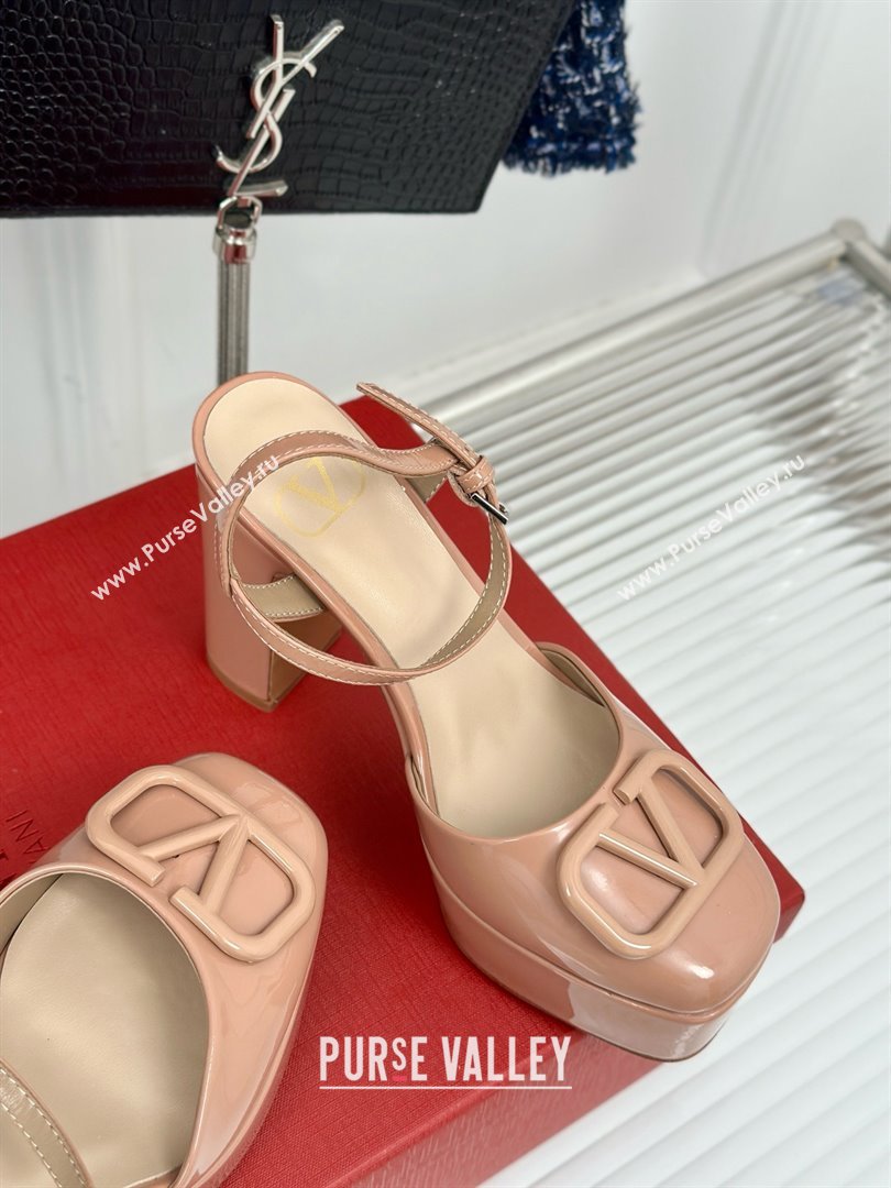 Valentino VLOGO Signature Platform Pump 115MM Patent Leather Nude Pink 2025 (SY-25030504)