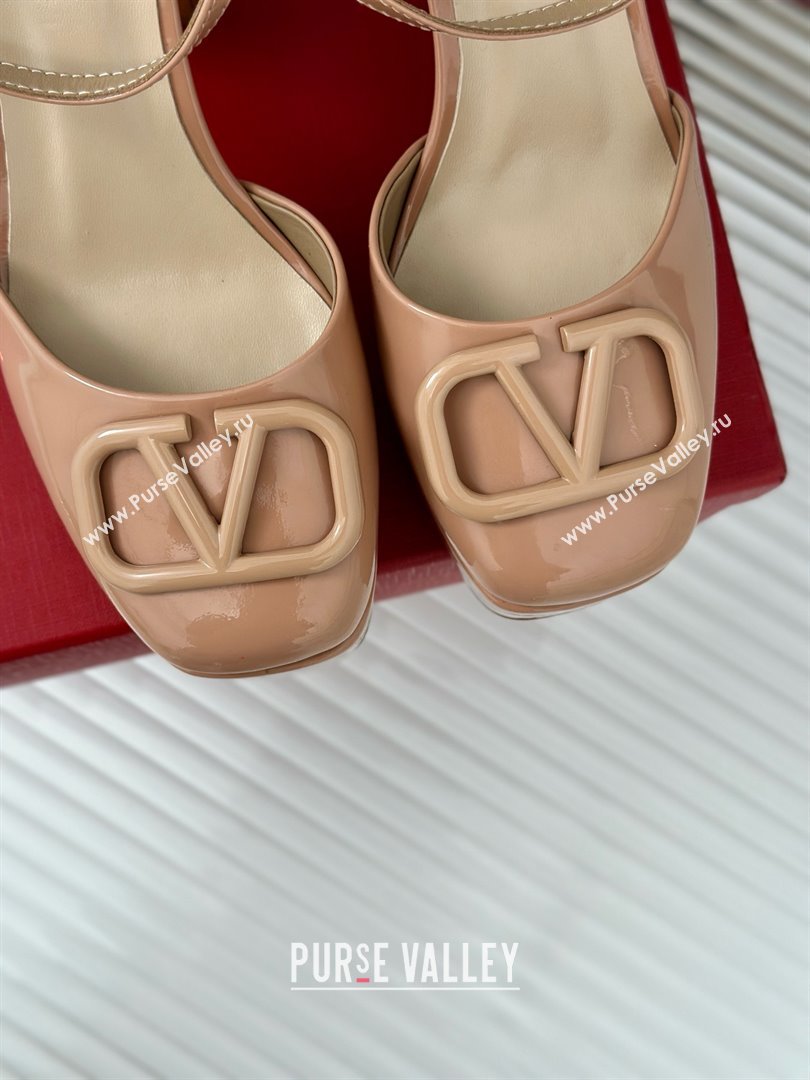 Valentino VLOGO Signature Platform Pump 115MM Patent Leather Nude Pink 2025 (SY-25030504)