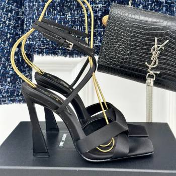 Saint Laurent CORINNE Sandals in Satin Crepe 10cm Heel Black 2024 (KL-24082920)