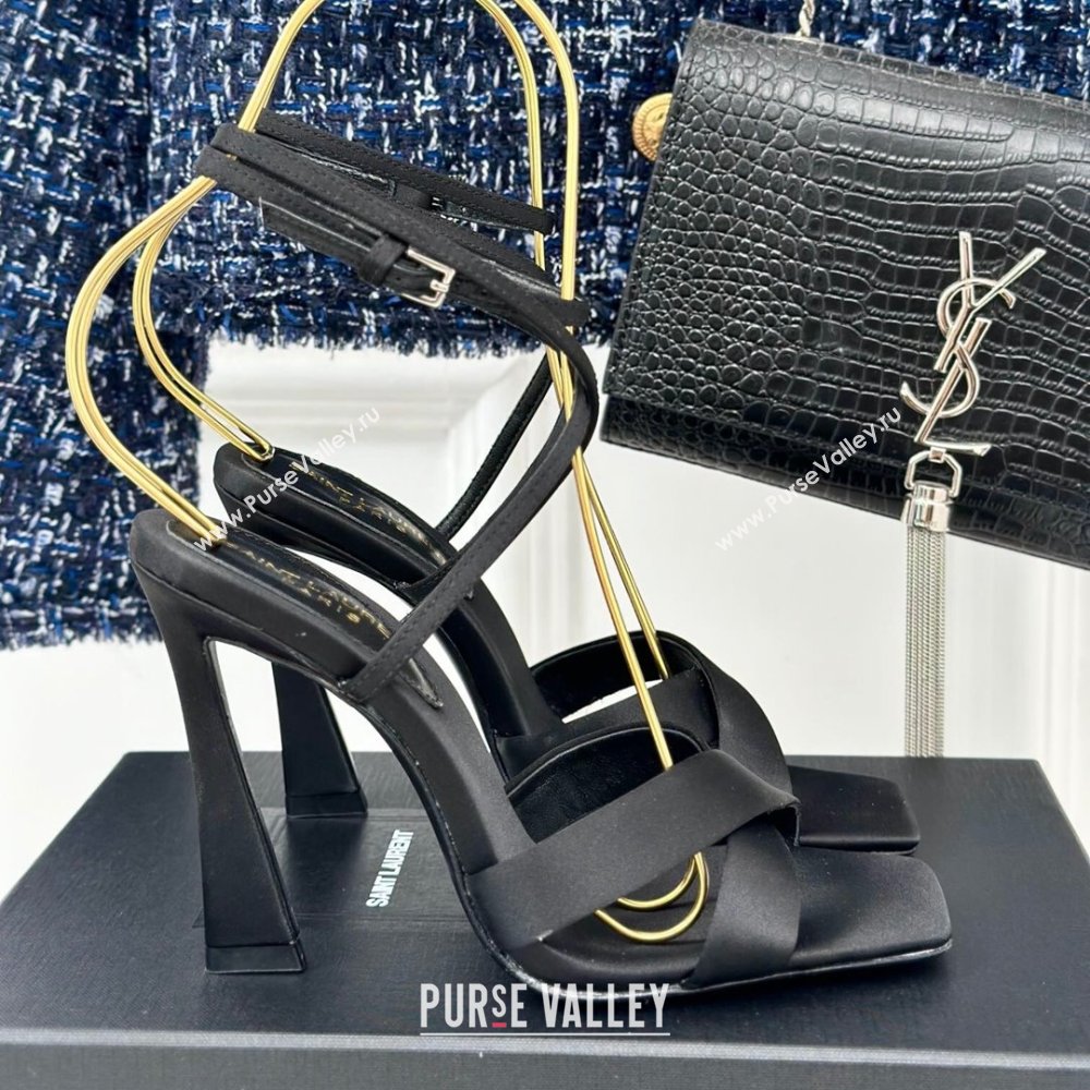 Saint Laurent CORINNE Sandals in Satin Crepe 10cm Heel Black 2024 (KL-24082920)