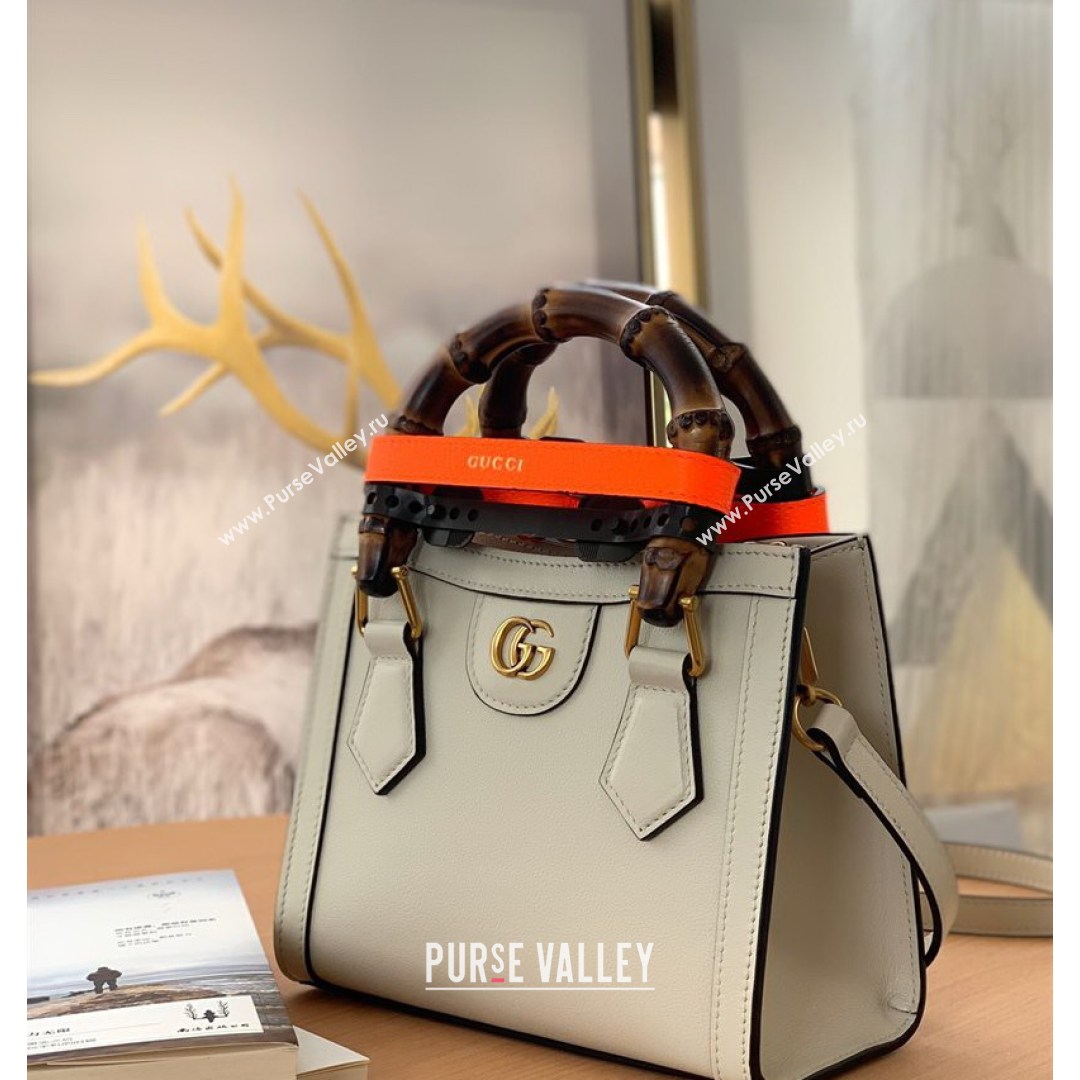 Gucci Diana Leather Mini Tote Bag 655661 Off-white 2021 (DLH-210813058)