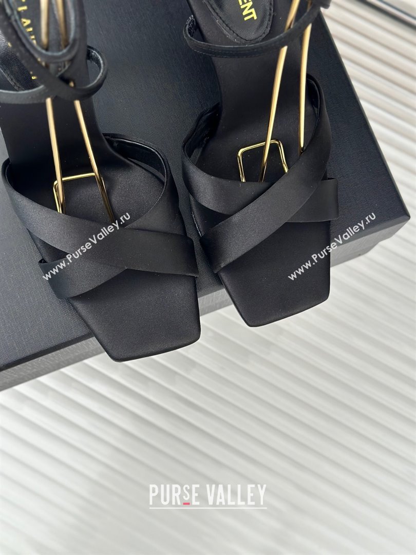 Saint Laurent CORINNE Sandals in Satin Crepe 10cm Heel Black 2024 (KL-24082920)