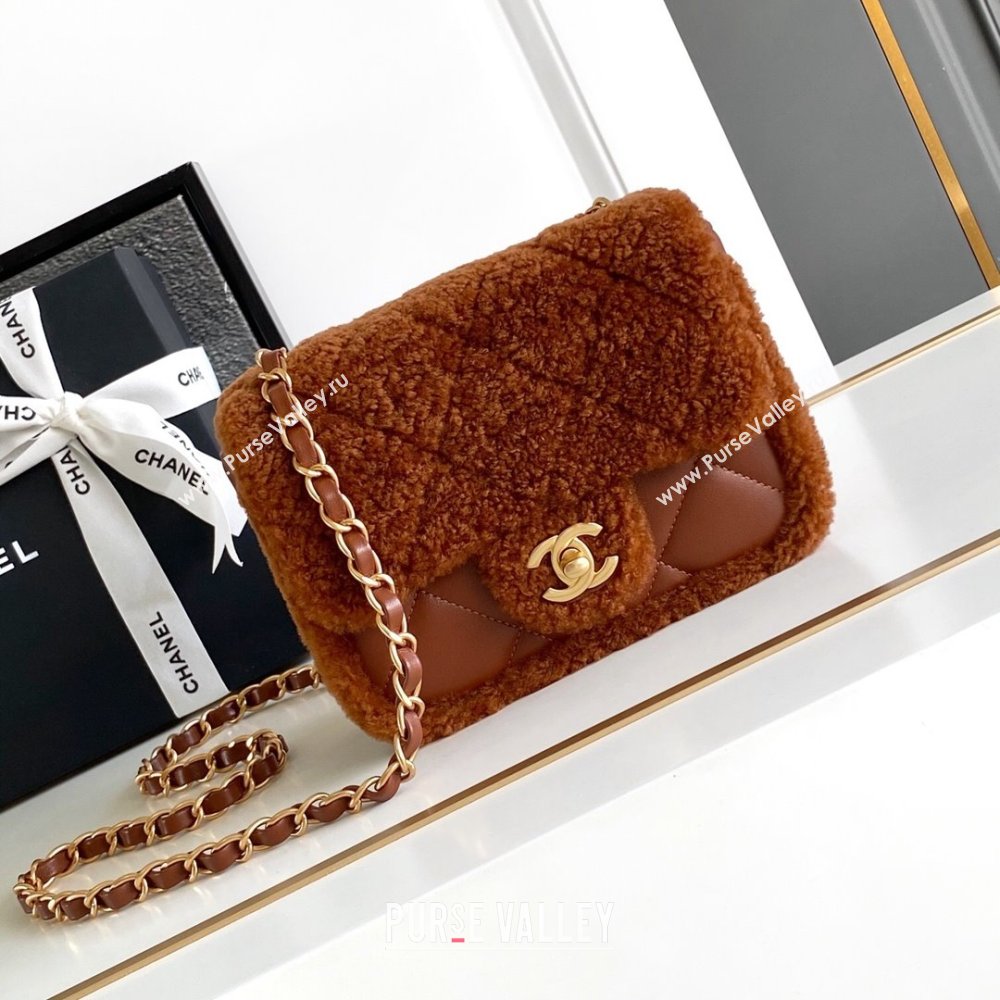 Chanel Shearling Lambskin Mini Flap Bag AS5148 Brown 2024 (YEZI-24101505)