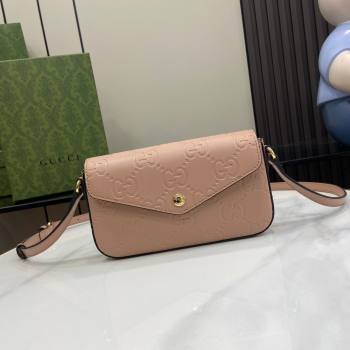 Gucci GG Leather Super Mini Shoulder Bag Black 772794 Nude Pink 2024 (XLU-24051404)