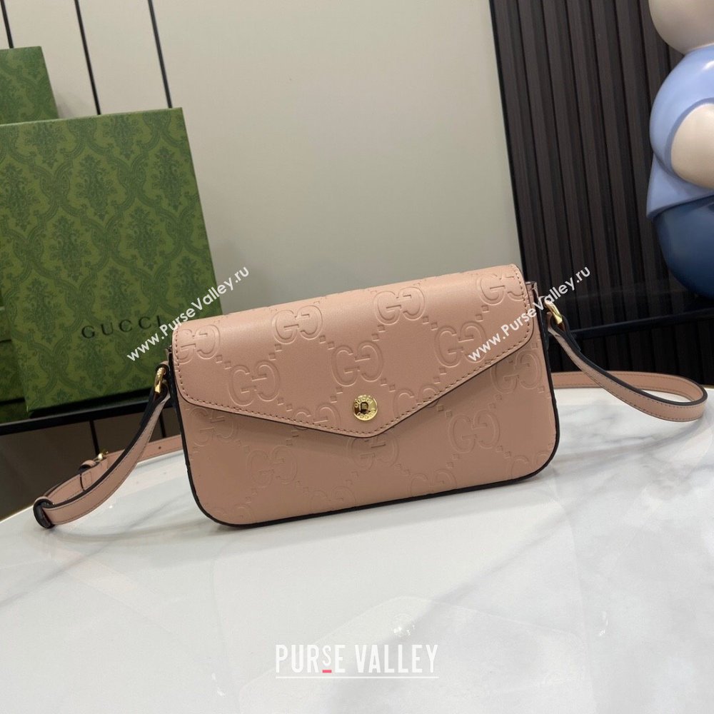 Gucci GG Leather Super Mini Shoulder Bag Black 772794 Nude Pink 2024 (XLU-24051404)