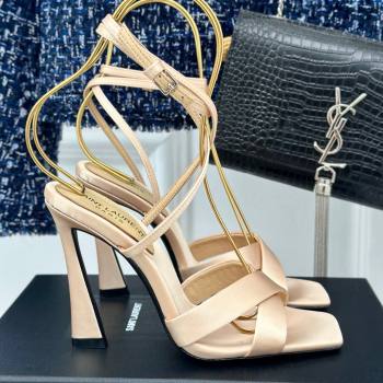 Saint Laurent CORINNE Sandals in Satin Crepe 10cm Heel Beige 2024 (KL-24082921)