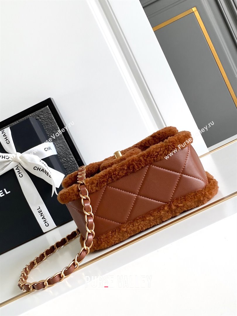 Chanel Shearling Lambskin Mini Flap Bag AS5148 Brown 2024 (YEZI-24101505)