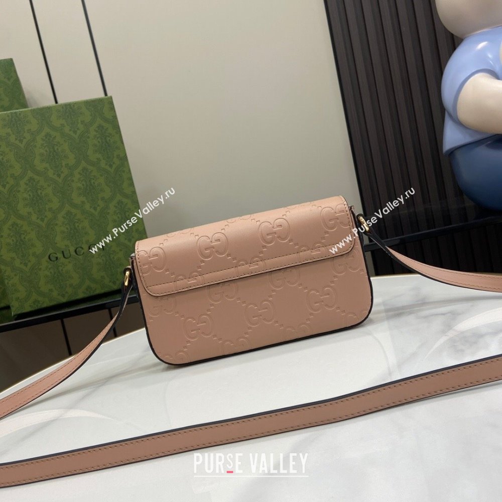 Gucci GG Leather Super Mini Shoulder Bag Black 772794 Nude Pink 2024 (XLU-24051404)