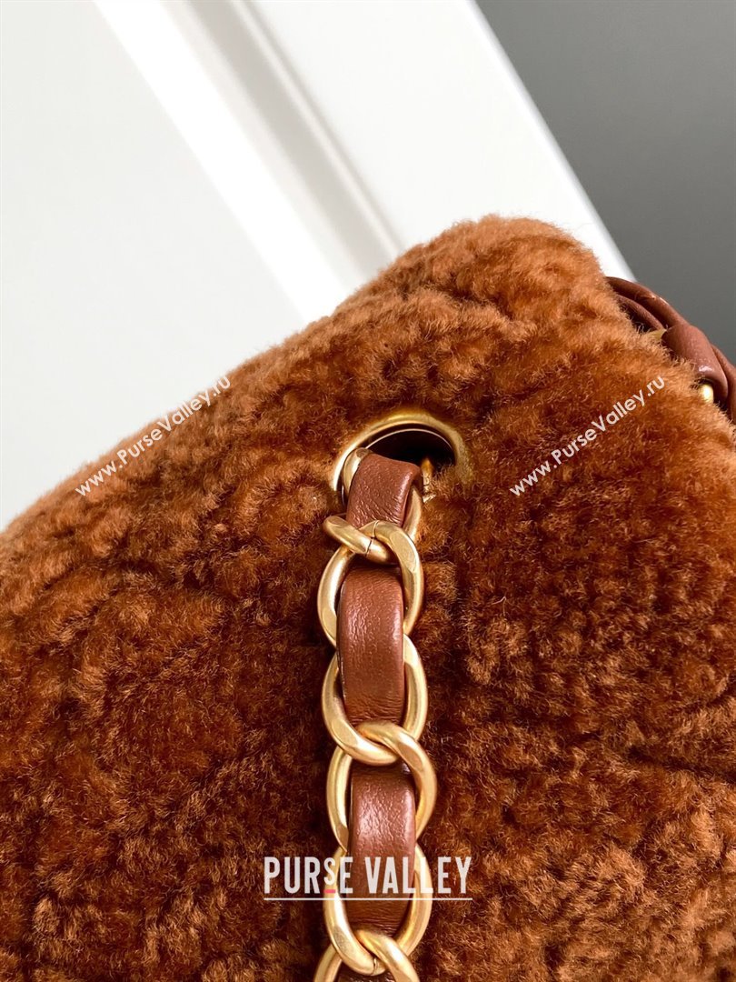 Chanel Shearling Lambskin Mini Flap Bag AS5148 Brown 2024 (YEZI-24101505)