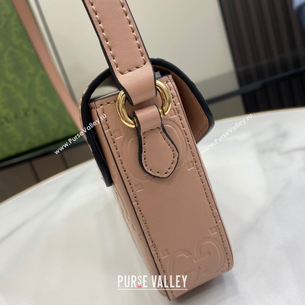 Gucci GG Leather Super Mini Shoulder Bag Black 772794 Nude Pink 2024 (XLU-24051404)