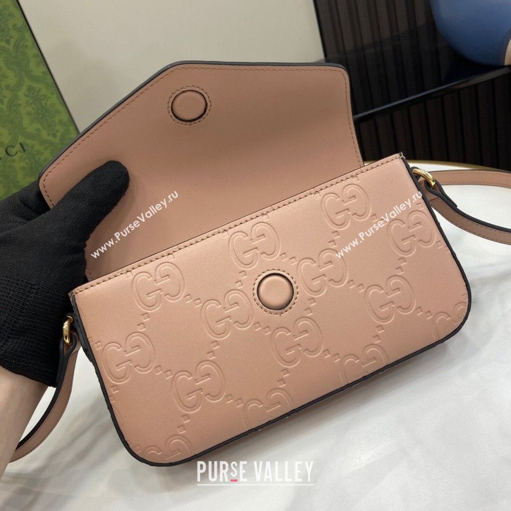 Gucci GG Leather Super Mini Shoulder Bag Black 772794 Nude Pink 2024 (XLU-24051404)