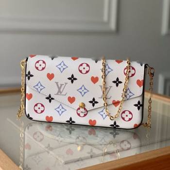 Louis Vuitton Pochette Felicie Chain Clutch Mini Bag in Rainbow Monogram Flower White Canvas M61276 2020 (KI-20110309)