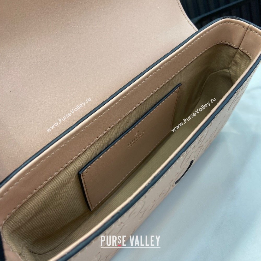 Gucci GG Leather Super Mini Shoulder Bag Black 772794 Nude Pink 2024 (XLU-24051404)