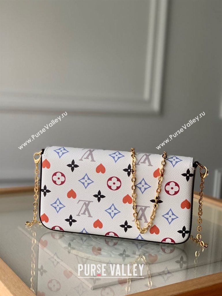 Louis Vuitton Pochette Felicie Chain Clutch Mini Bag in Rainbow Monogram Flower White Canvas M61276 2020 (KI-20110309)