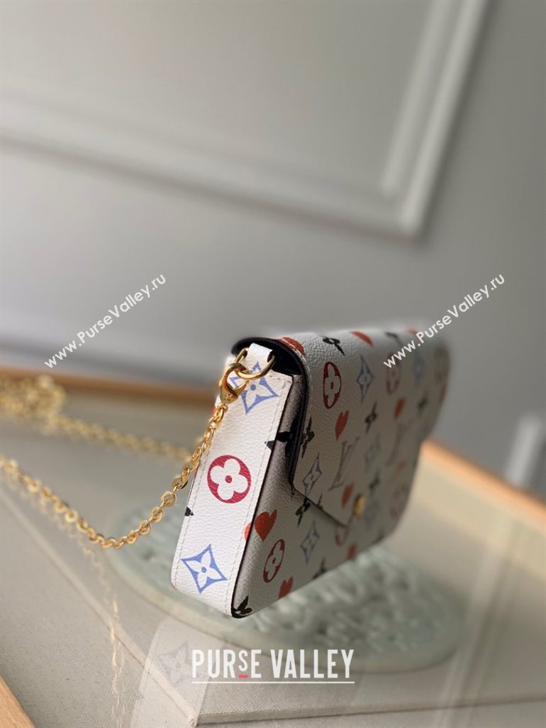 Louis Vuitton Pochette Felicie Chain Clutch Mini Bag in Rainbow Monogram Flower White Canvas M61276 2020 (KI-20110309)