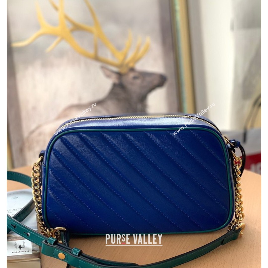 Gucci GG Marmont Small Shoulder Bag With Enamel Hardware 447632 Blue 2021 (DLH-210821051)
