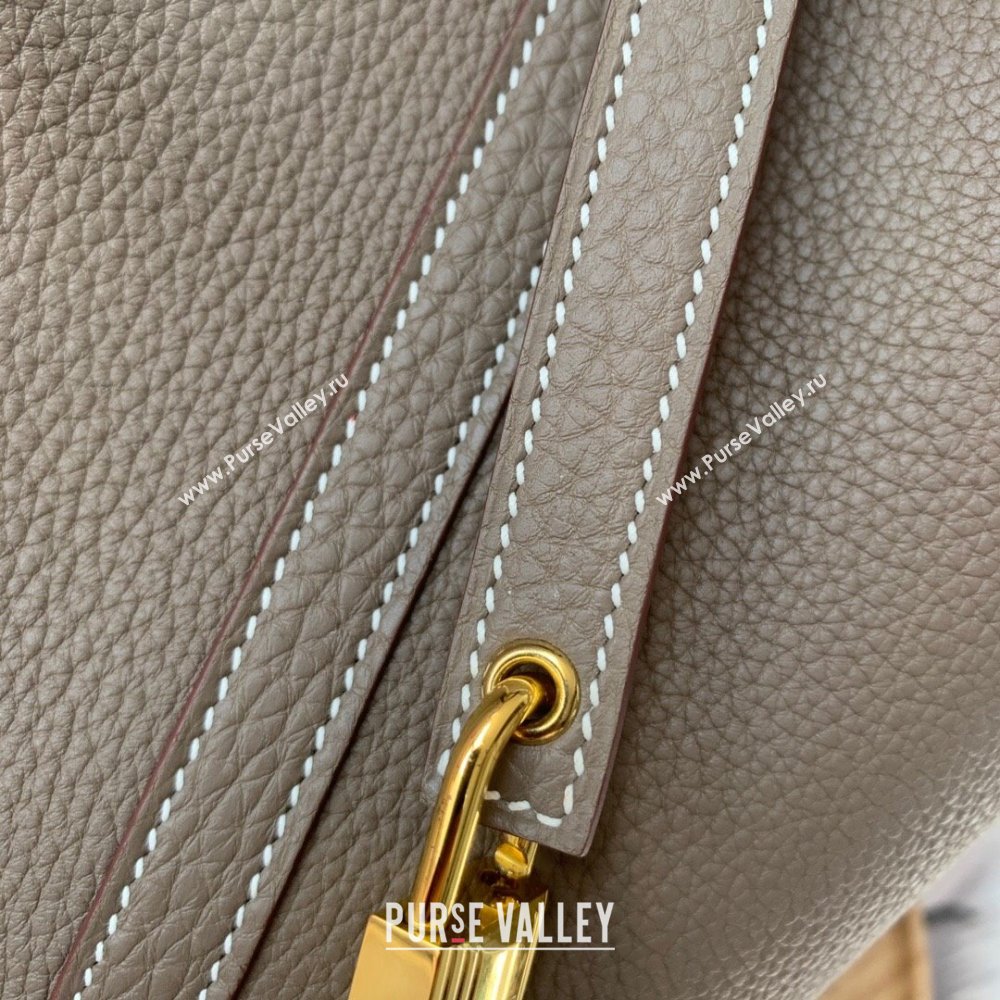 Hermes Picotin Lock Bag 18cm/22cm in Taurillon Clemence Leather Etoupe/Gold 2023 (Handmade) (M-23110703)