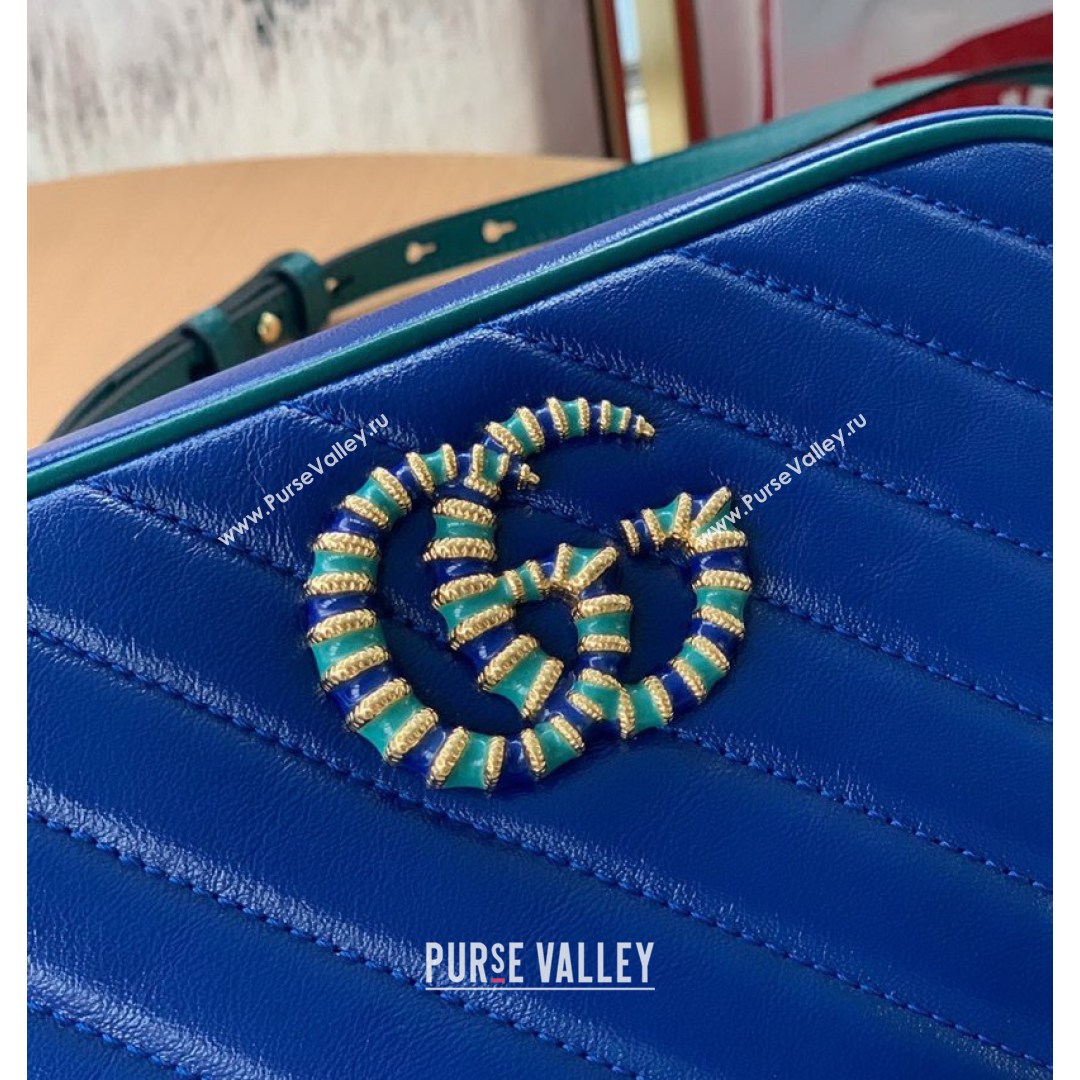 Gucci GG Marmont Small Shoulder Bag With Enamel Hardware 447632 Blue 2021 (DLH-210821051)