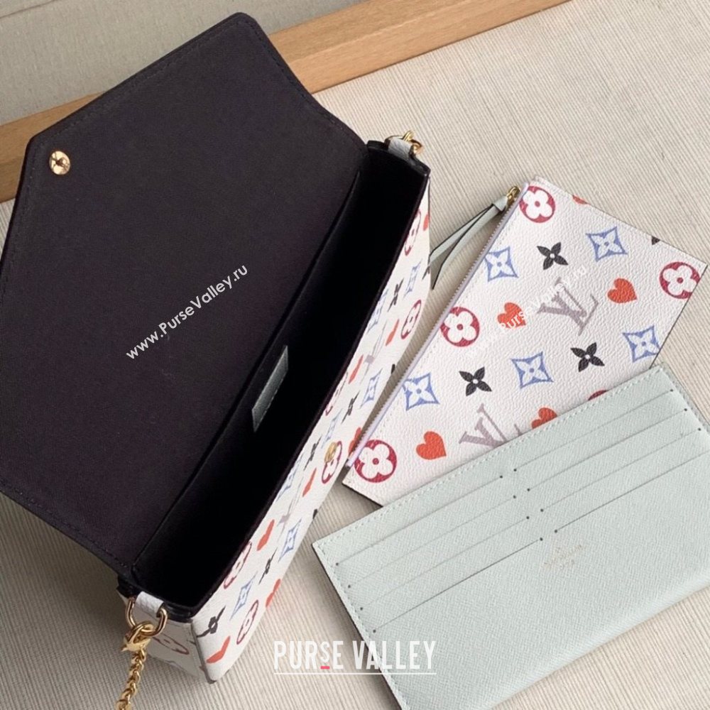 Louis Vuitton Pochette Felicie Chain Clutch Mini Bag in Rainbow Monogram Flower White Canvas M61276 2020 (KI-20110309)