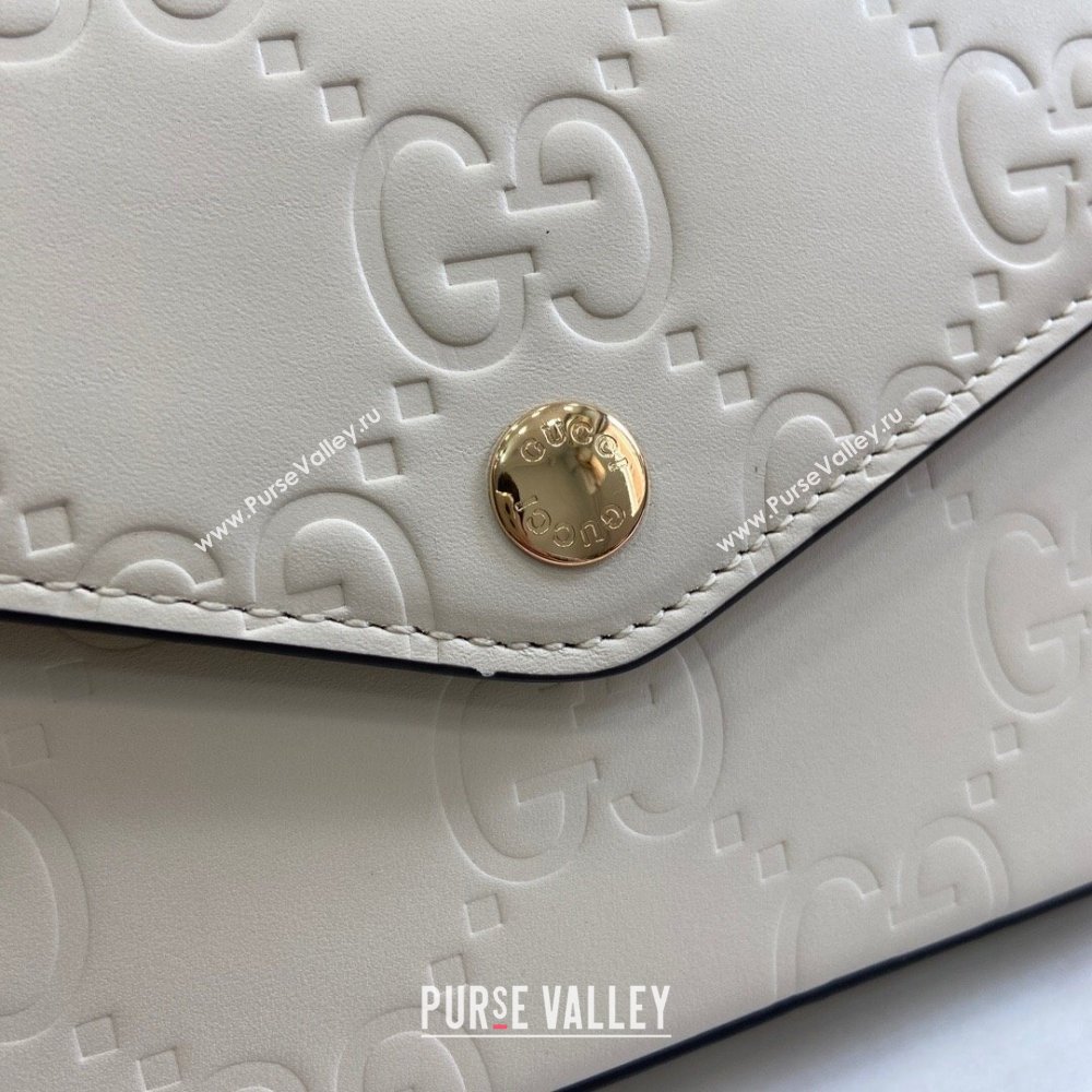 Gucci GG Leather Super Mini Shoulder Bag Black 772794 White 2024 (XLU-24051405)