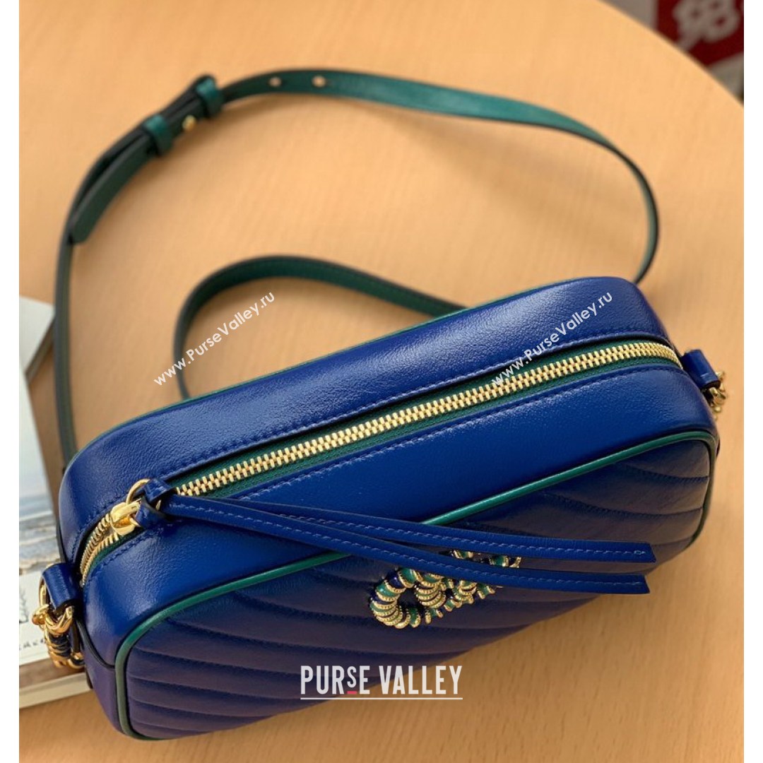 Gucci GG Marmont Small Shoulder Bag With Enamel Hardware 447632 Blue 2021 (DLH-210821051)
